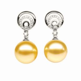 Boucles oreilles Île Hamilton - Perles Australie, or blanc,