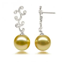Boucles d'oreilles pétales dorés - Perles d'Australie or bla