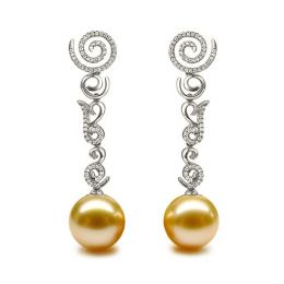 Boucles oreilles spirales volutes - Perles dorées - Or, diam