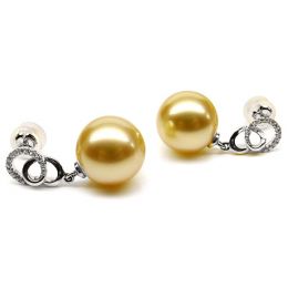Boucles d'oreilles montures entournées - Perles Australie, o