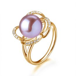 Bague en perle monde floral - Perle de culture or jaune et d