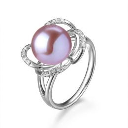 Bague en perle monde floral - Perle de culture or blanc et d