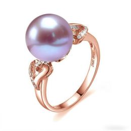 Bague coeur de perle diamanté - Or rose et Perle d'eau douce