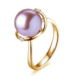 Bague or jaune style circulaire - Perle de culture - 2 diama