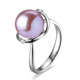 Bague or blanc style circulaire - Perle de culture - 2 diama