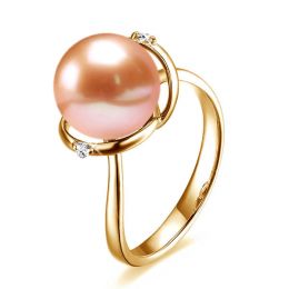Bague or jaune style circulaire - Perle de culture - 2 diama