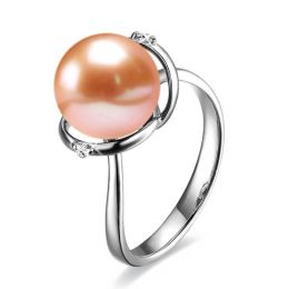 Bague or blanc style circulaire - Perle de culture - 2 diama