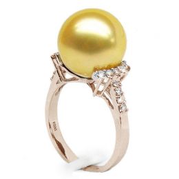 Bague Îles Montebello - Perle d'Australie dorée - Or rose, d
