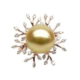 Bague luxe - Branche corail - Perle d'Australie, or rose, di