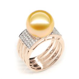 Bague Îles Ashmore-et-Cartier - Or rose, diamants, perle d'A