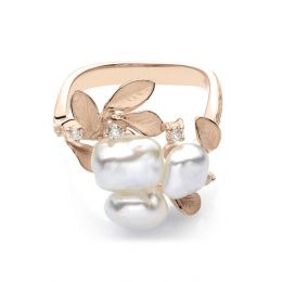 Bague Secret Flower 2nd en perles d'Australie baroques or ro