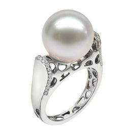 Bague signature perle des mers du sud - Corail starlette dia