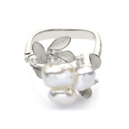 Bague Secret Flower 2nd en perles d'Australie baroques or bl