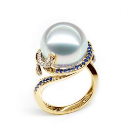 Bague de l'Île Bruny - Perle Australie blanche - Diamants, s