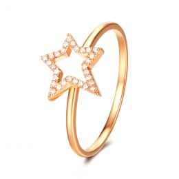 Bague Étoile Or jaune 18cts. 30 diamants 0.060ct