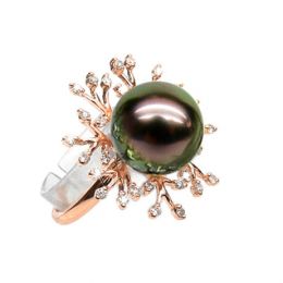 Bague de luxe - Récifs coralliens - Perle de Tahiti, or rose