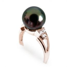 Bague Tahiti Nui - Or Rose, Diamants & Perle de Tahiti | Gem