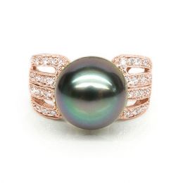 Bague de joaillerie - Luxe - Perle de Tahiti - Or rose, diam