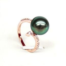 Bague L'Île sous le Vent - Perle de Tahiti - Or rose, diaman