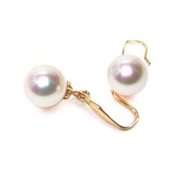 Boucles oreilles crochets or jaune - Perles eau douce blanches 