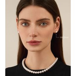 Boucles d'oreilles clous or blanc - Perles Akoya de mer Japon 8/8.5mm