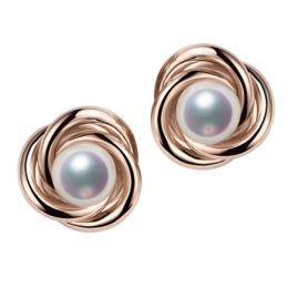 Boucles oreilles Chiyoko Or rose. Perles Akoya Japon 6/6.5mm