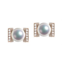 Boucles oreilles modernes forme rail. Or rose, Diamants et P