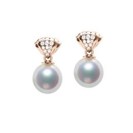 Pendant d'oreille - Perle Akoya or rose - Sarah Bernhardt