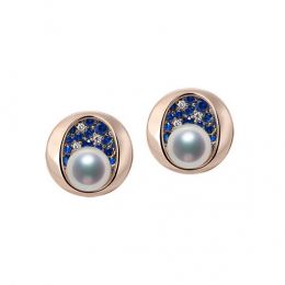 Boucle oreille perle Akoya I Constellation saphir diamant I