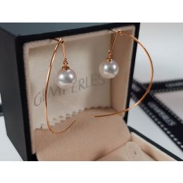 Crochet d'oreilles Simplicity. Perles Akoya Or rose. Minimal