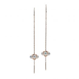Boucles Oreilles Trèfle 4 Perles or rose