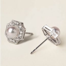Boucles d'Oreilles Géométria Préciosa - Perles Akoya, Diaman