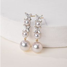 Boucles Oreilles Symphonie Nuptiale. Pendants Or jaune, diam