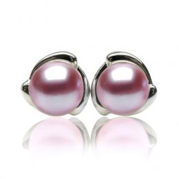 Boucles Capello. Perle lavande 9/9.5 mm, Diamants, Or blanc