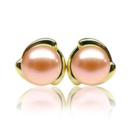 Boucles Capello. Perle rose 9/9.5 mm, Diamants, Or jaune