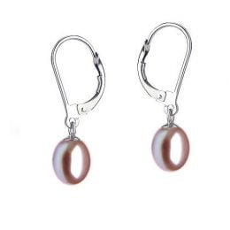 Boucles oreilles perles eau douce lavandes - 8.5/9mm - AA+ - Or blanc