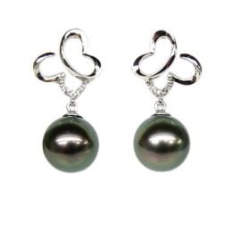 Boucles d'oreilles ailes de papillons - Perles de Tahiti - Or blanc