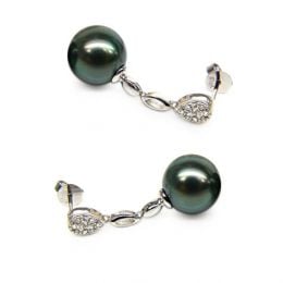 Boucles d'oreilles gouttes - Pendantes perles de Tahiti - Or
