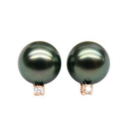 Boucles oreilles perles - Clous or rose - Perle de Tahiti -