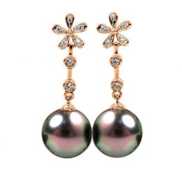 Création Boucles d'oreilles fleurs - Perles de Tahiti - Pend