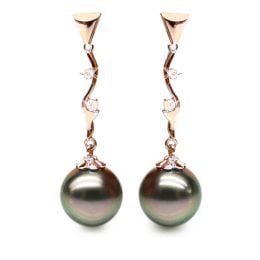 Boucles oreilles perles de Tahiti noires - Style contemporai