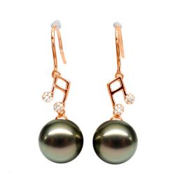 Boucles d'oreilles notes de musique - Crochets or rose - Per