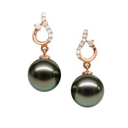 Boucles d'oreilles classiques - Perles de Tahiti 10-11mm GEM