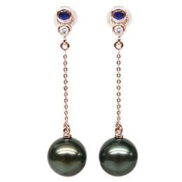 Boucles d'oreilles en or - Perles de Tahiti - Or rose, diama