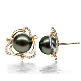 Boucles d'oreilles clous or jaune 18 carats - Perles de Tahi