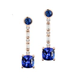 Boucle d oreille Élisabeth Ière - Saphir, diamant & Or rose
