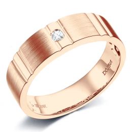 Bague dentelée pour homme or rose brossé et poli 18 carats,