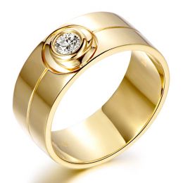 Bague homme chevalière - 8mm or jaune 18cts - Diamant | Octave