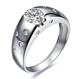 Bague pour homme or blanc 18cts - Mille éclats diamantés | Spencer