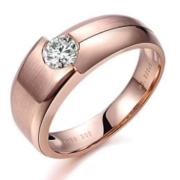 Bague homme duo d'or rose serti d'un diamant de 0.50ct | Gemperles